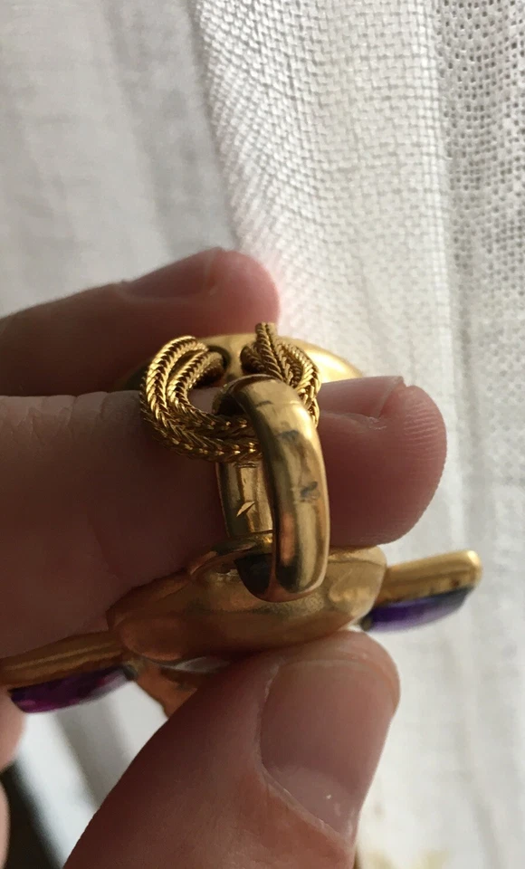 Giorgio Armani Collana Cintura Vintage Metallo Placato Oro Logo GA Ciondolo - Immagine 3 di 4