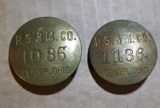 Vtg Reeves Steel Brass Employee Identification Lapel Button Lot of 2 Dover Ohio 