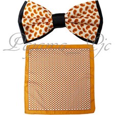 NEW Two Tone Layer Neck wear Pre-tied Bow tie and Pocket Square Hankie Set Prom