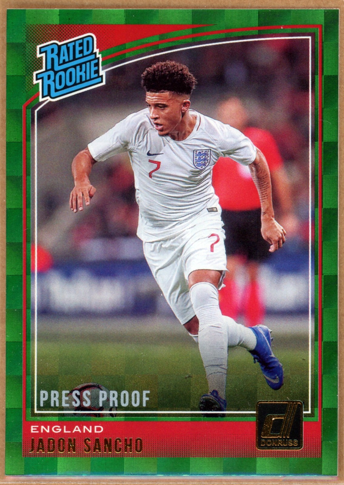 Jadon Sancho 2018 Panini Donruss Green Press Proof #189 Rated Rookie