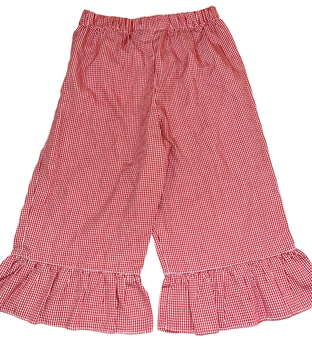 Girls SZ 5 Red White Gingham Pants Light Weight Elastic Waist Ruffles TODDLER - Picture 2 of 8