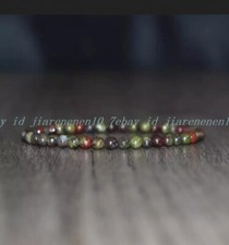 Dragon Bloodstone 4mm Beads Healing Reiki Stretch Women Men Dainty Bracelet 7.5"