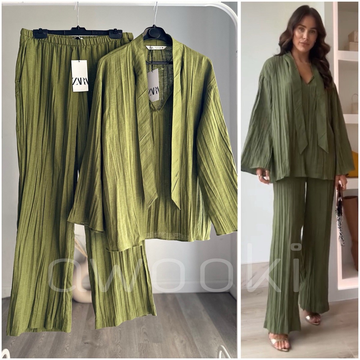 【専用】Bright BAZAAR×2 Zara Linen Blend Co-Ord Set New ZW Collection Green NWT | eBay