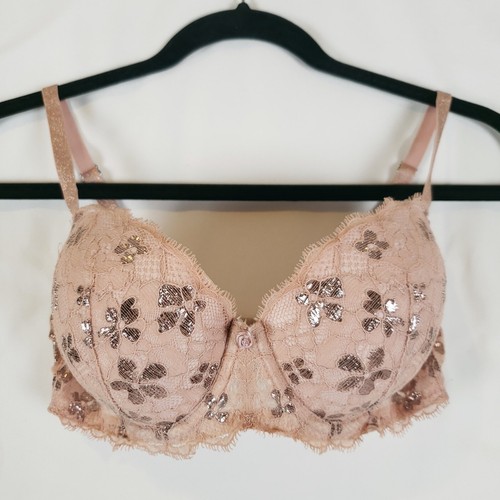 Victoria's Secret BH 34D Dream Angels gefüttert Demi All Lace Blush Pink Floral - Bild 5 von 13