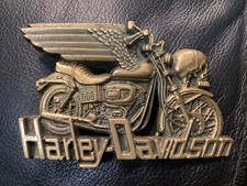 Rare Vintage Harley Davidson Solid Brass Mens Belt Buckle 1980