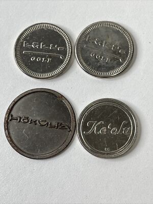VINTAGE ~ KUKIO, KE OLU, HŌKŪLI A ~ Golf Ball Marker ~ Metal ~ Flat ~ LOT OF 4