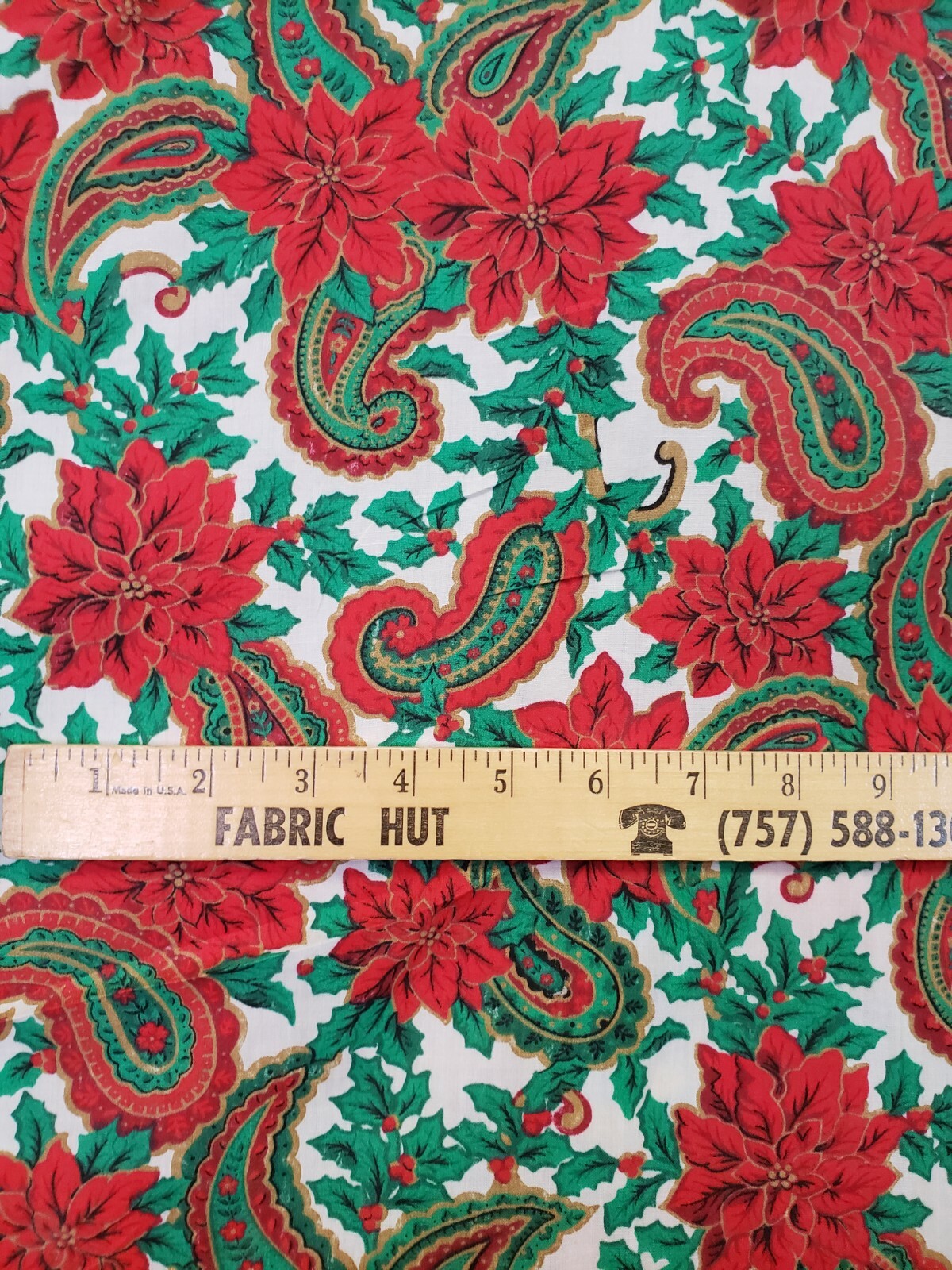 Novelty Print 58" Christmas Paisley Ivory Cotton Fabric by the Yard eBay