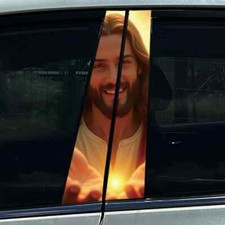 2X Jesus betet Gott Kreuz Auto B S&auml;ulen Zentrum S&auml;ulen Abdeckung Aufkleber