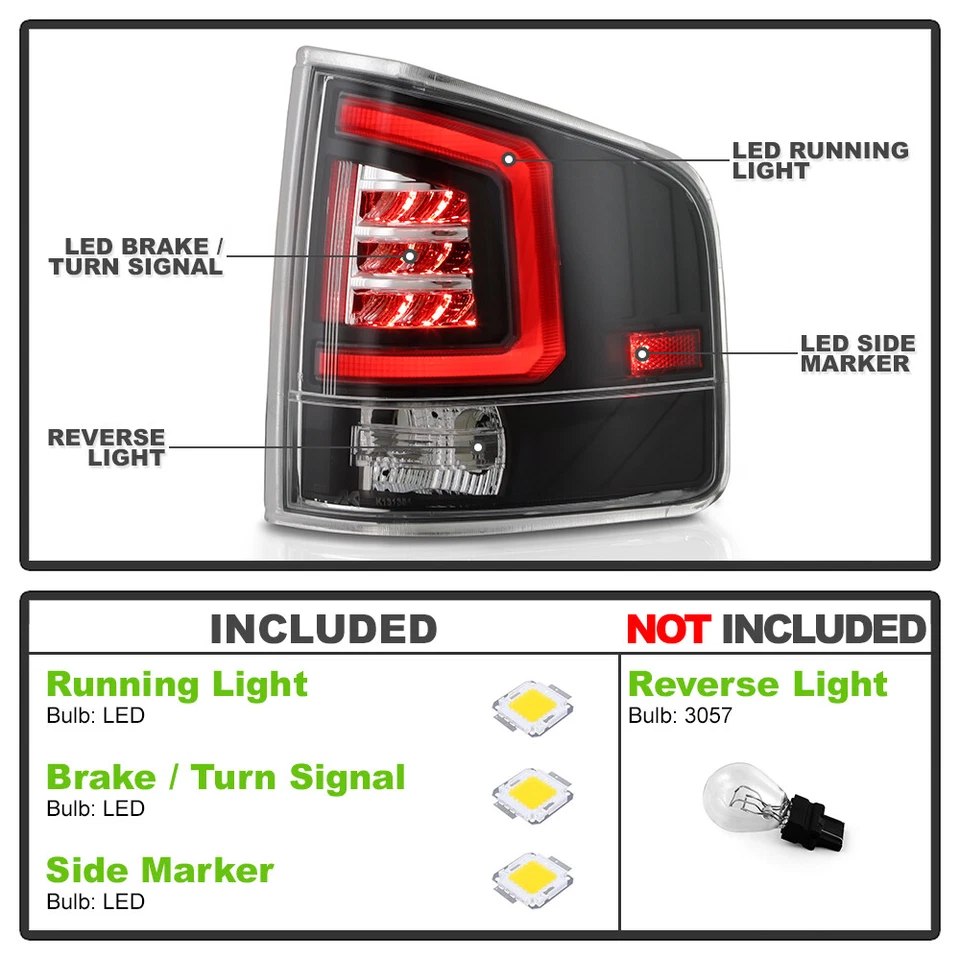 For 1994-2004 Chevy S10/ GMC Sonoma Black LED Tube Tail Lights Lamps Left+Right - Image 4 of 4