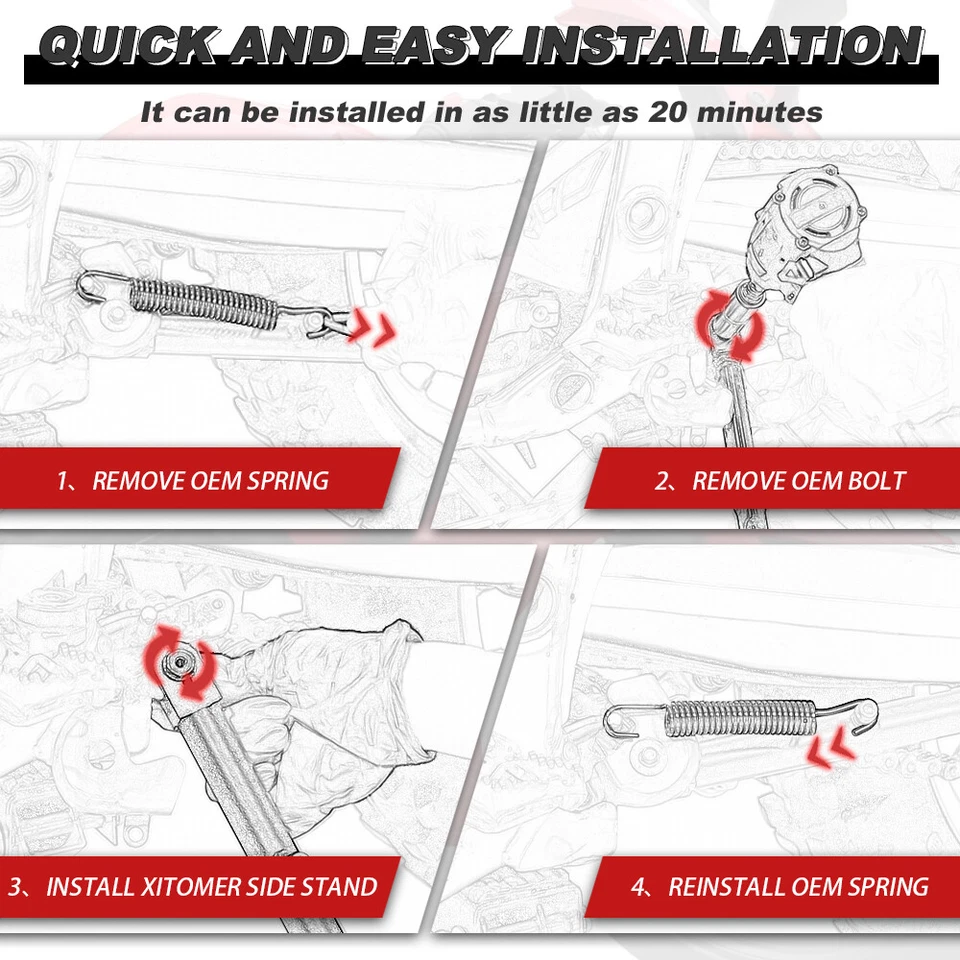 Motorcycle Adjustable Sidestand Kickstand Fit For Honda CBR250R / ABS 2011-2013 - Image 4 of 4