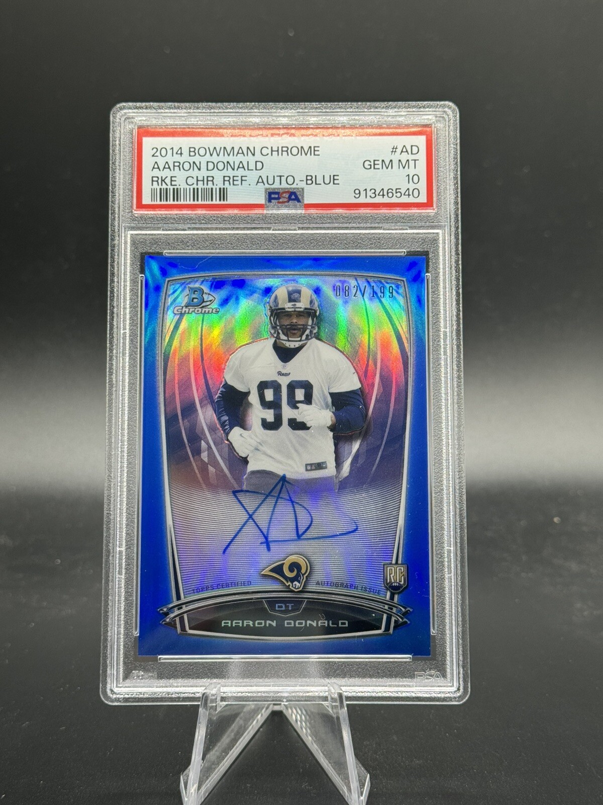 Aaron Donald Bowman Chrome Rookie Chrome Refractor Autographs #AD Blue