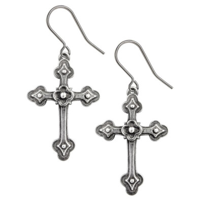 Alchemy Gothic Devotion Apostle Crosses Earrings Dangling Surg Steel Hooks E464
