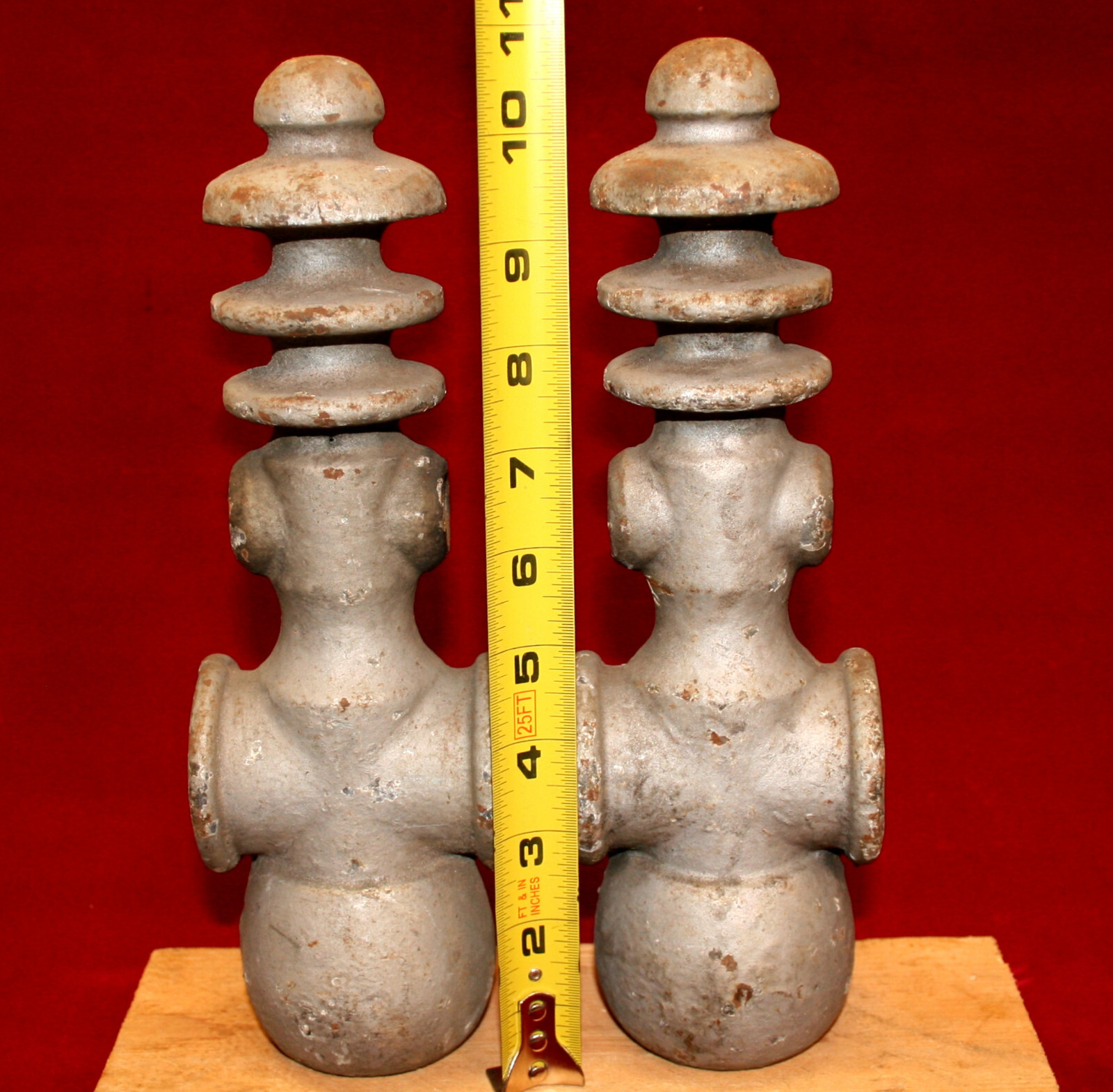 2 Matching Vintage Cast Iron Fence Post Toppers Ray Gun Odd Cool Finial eBay