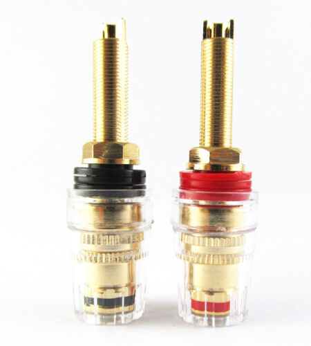 12pcs High Quality Brass Gold Plated Audio Speaker Cable Long 4mm Binding Post - Afbeelding 1 van 7