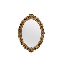 OIGUMR Oval Small Wall Mirror Vintage Hanging 30.5L x 21.1W cm, Gold 