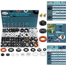 233 Pcs Plumbing Faucet Washer Kit Garden Hose Spigot Leak Repair Assortment