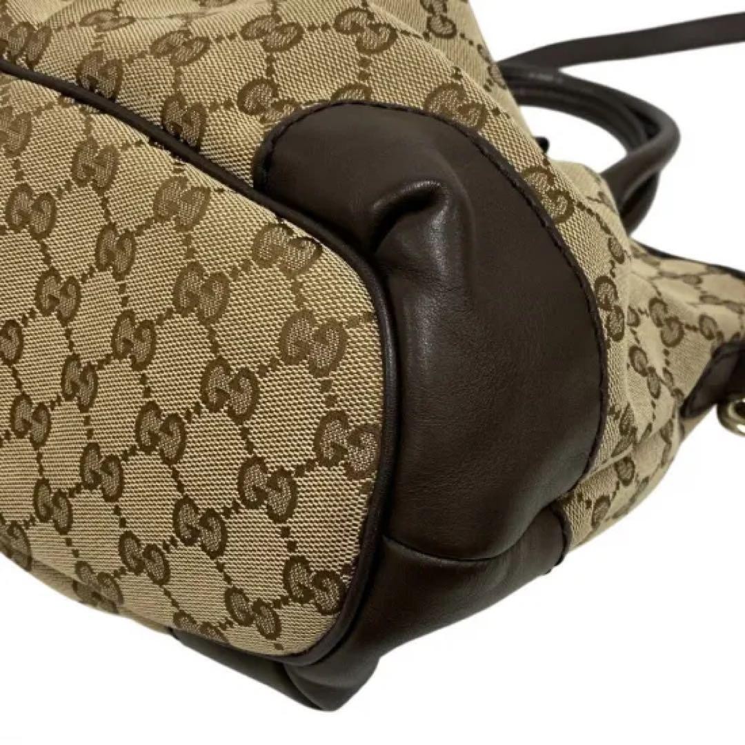 GUCCI GG Canvas 2Way Tote Bag Beige Brown Leather Authentic AB Condition thumbnail 3