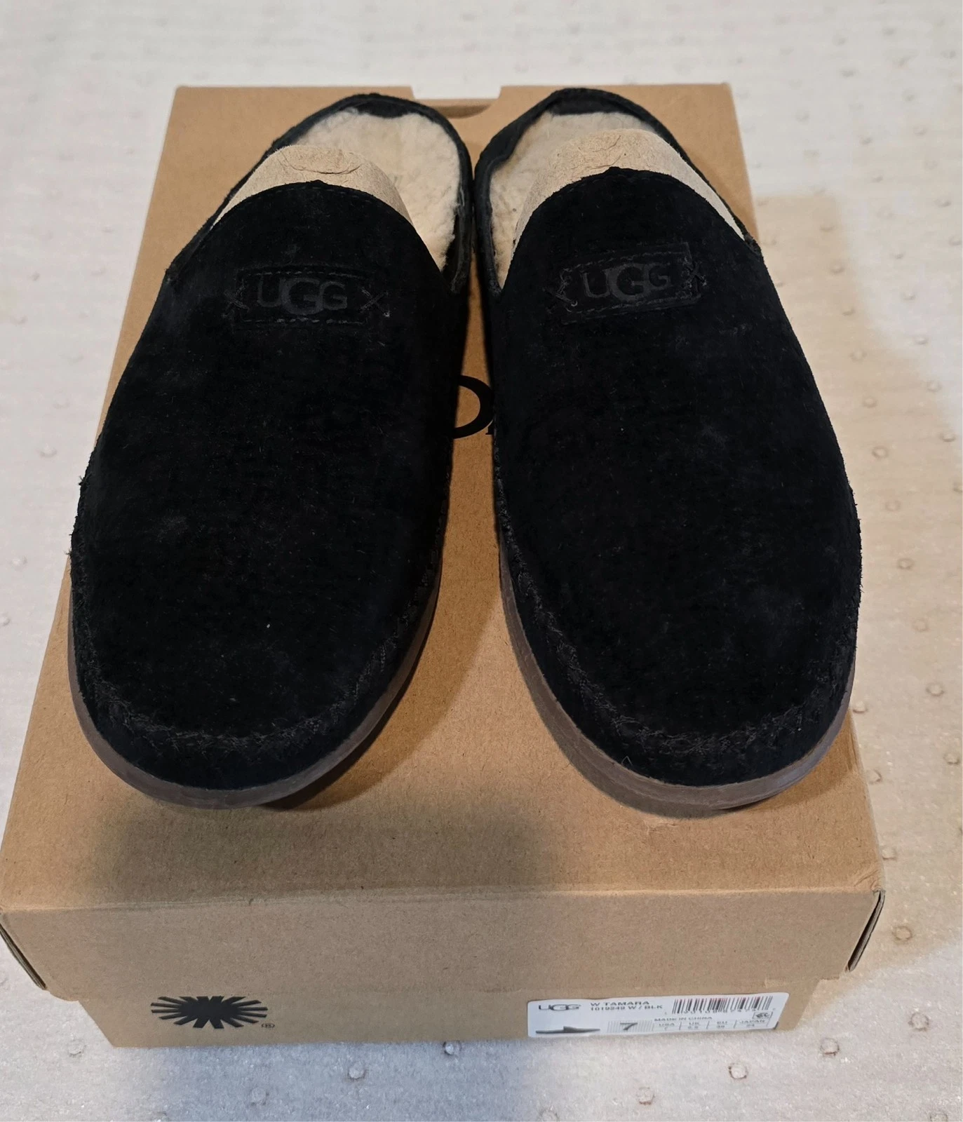 Mocassino UGG TAMARA LEATHER donna taglia 7 nero slip on interno lana 1019249