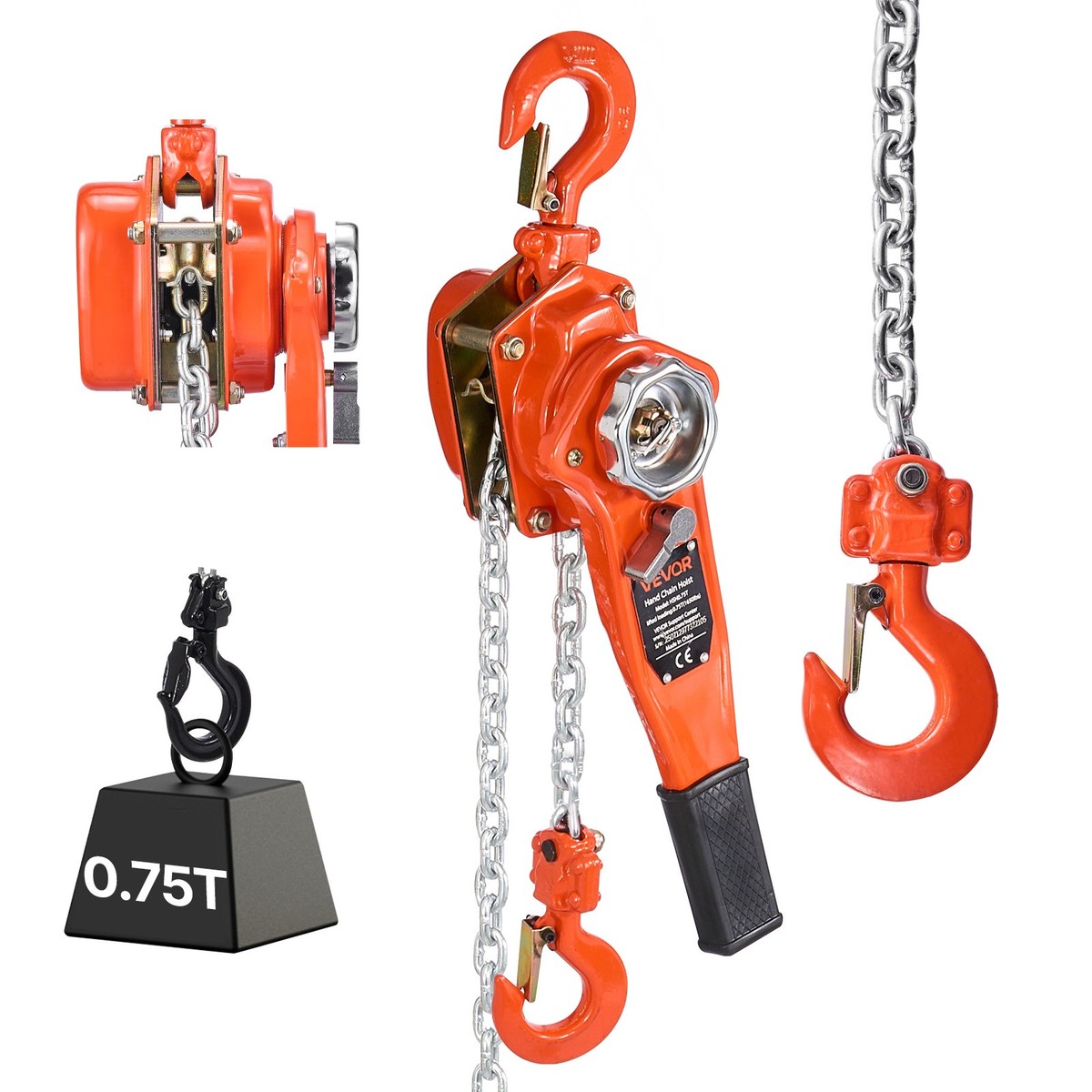 VEVOR Hand Chain Hoist, 6600 Lbs /3 Ton Capacity Chain Block, 10ft/3m - View #4