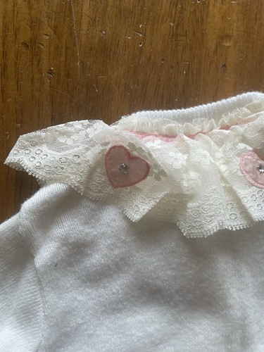 Lot Vintage Tiny Tots Dress Cardigan Sweater Size 6-9 Mo Pink White Floral Baby - Picture 11 of 12