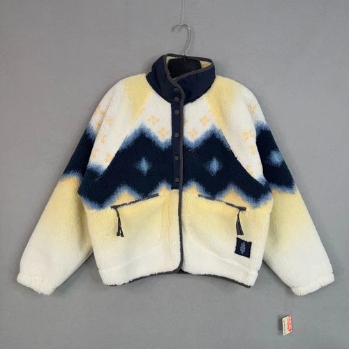 Free People Movement Fleece Jacket Womens Small Yellow Geometric Boho Slopes