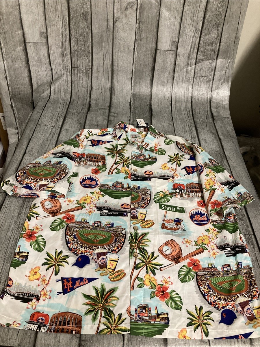 NWT Men's Reyn Spooner NY Mets Hawaiian Button Down Shirt XXL 2X