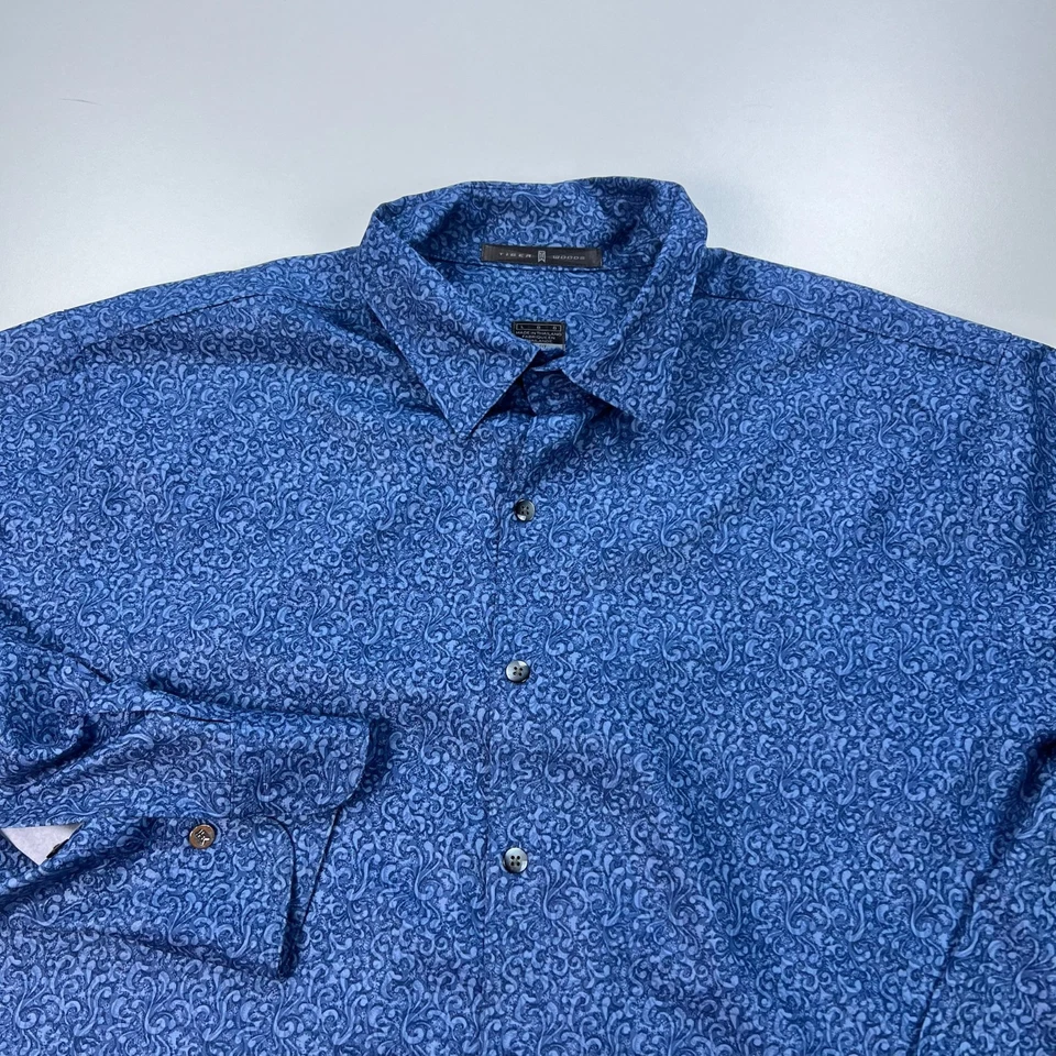 Nike Tiger Woods Button Up Shirt Mens Large Blue Paisley Dri Fit Lightweight - Изображение 2 из 4