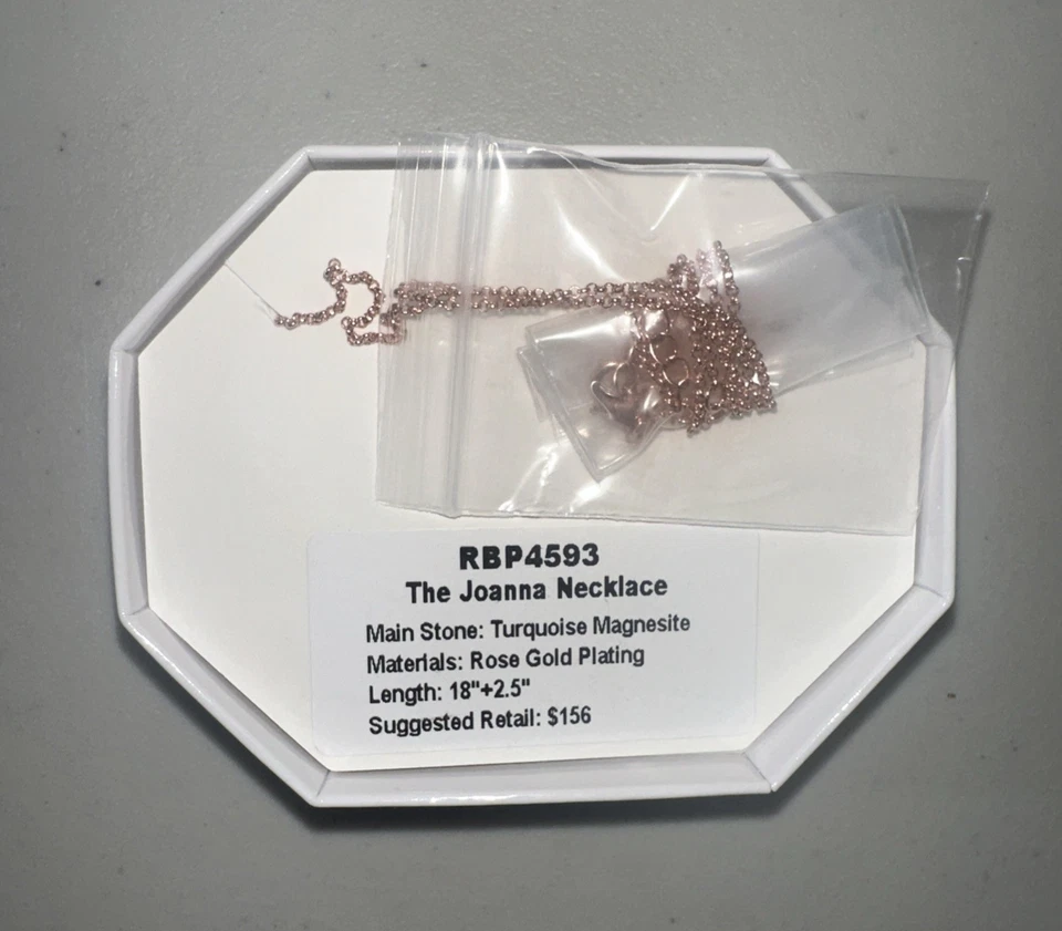 Rose gold Bomb Party december birthday collection necklace, turquoise stone, 18” - Image 3 of 4