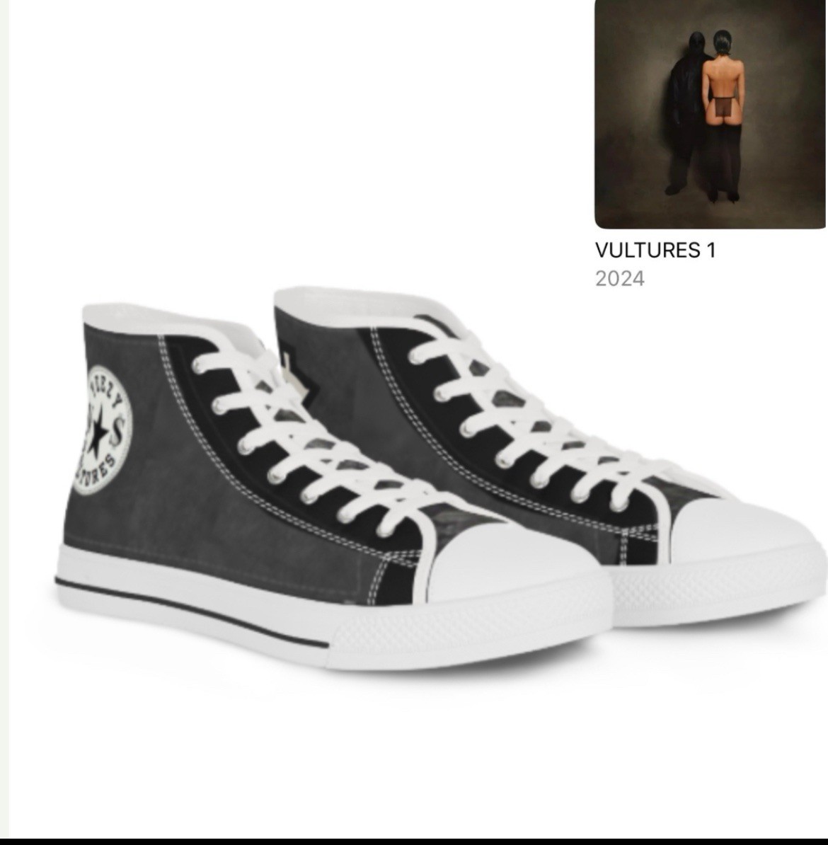 CUSTOM YEEZY VULTURES ALBUM HIGH TOP SNEAKERS KANYE WEST RARE LIMITED  EDITION