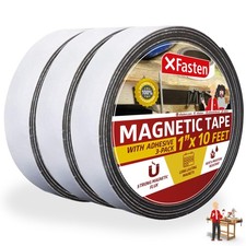 1-Inch X 10-Foot, 3-Pack Heavy Duty Magnetic Tape Roll, Sticky Magnetic Strip...