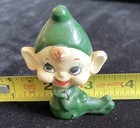 RARE 1950s CHAINED PIXIES GREEN CERAMIC JAPAN Kitsch Christmas Elves MCM Elf — photo 8
