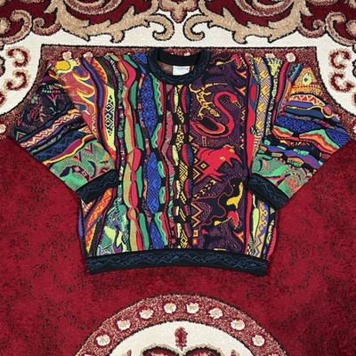Vintage COOGI Australia Colorful 3D Animal Jungle Zoo Knit Sweater Size M