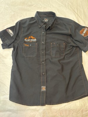 harley davidson short sleeve dress shirts Harley-Davidson Men's Coastal II Aloha Shirt Blue Blue 3X