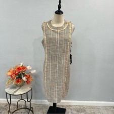 Karl Lagerfeld Paris Nude Multi Tweed Sleeveless Midi Dress Size 12 - Reemoly