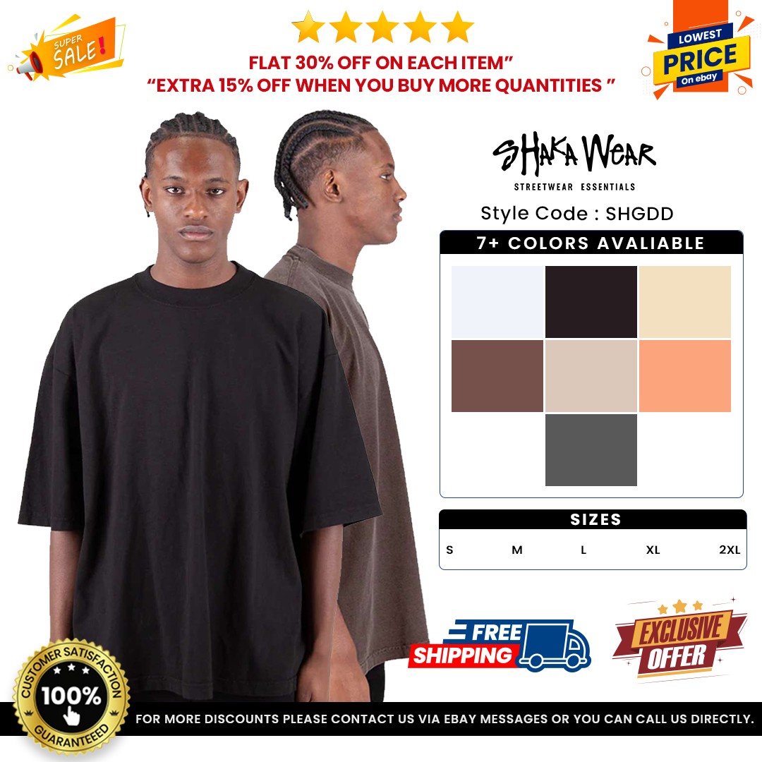 Shaka Wear SHGDD Adult Streetwear Fit Garment-Dyed Drop-Shoulder
