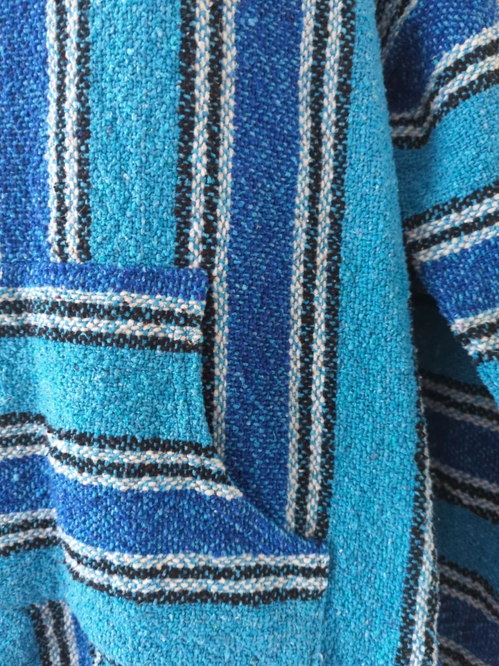 Женский сплетенный пуловер хиппи Surf Gear в синюю полоску размер Xlarge толстовка с капюшоном - Изображение 2 из 4