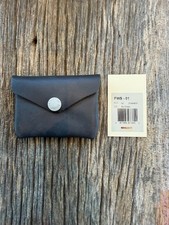 Filson Workshop Navy Leather Snap Wallet New Grey snap USA Made 4 by 3 inches