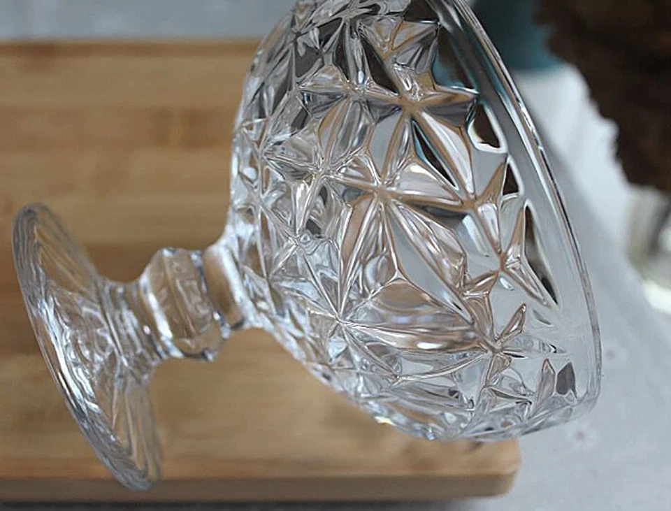 Conjunto de 6 tigelas de sobremesa de vidro, xícaras de sundae de sorvete com pés de 12 oz, vintage Emb... - Imagem 4 de 4