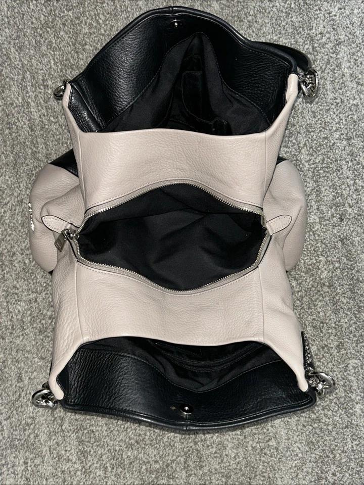 Coach Phoebe Leather Black & Tan Shoulder Bag With Exotic Trim - Image 3 of 4