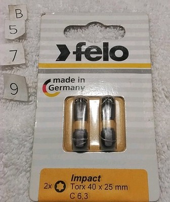 2pc FELO 636232 TORX  T-40×1'' IMPACT DRIVER BITS MADE IN GERMANY  