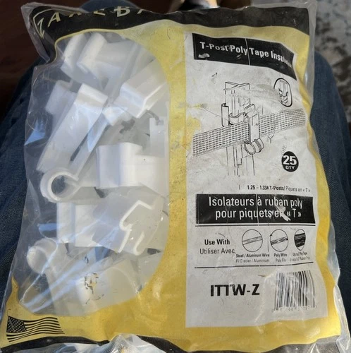 Arena T-Post Poly Tape Insulator 25 Pack ITTW-Z-White