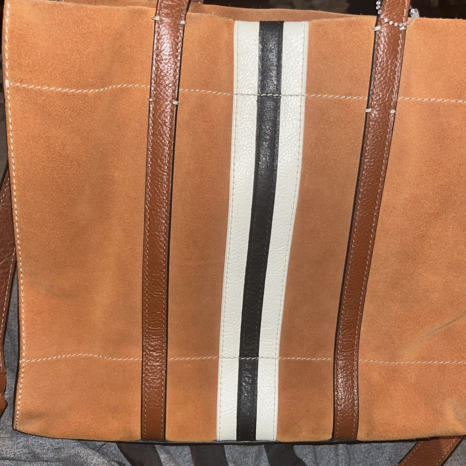 Bolso Bandolera Fossil Carmen Shopper Mediano Marrón Gamuza Rayas Foto 2 de 4