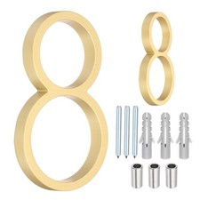Number 8 Gold Floating House Numbers 5 Inch Address Number with Nails