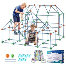 VEVOR Tent Fort Building Kit for Kids STEM Construction Toy Set Castle 180PCS