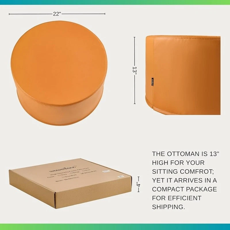 Puf otomano grande resistente elegante limpieza relleno de espuma reposapiés mesa auxiliar decoración Foto 4 de 4