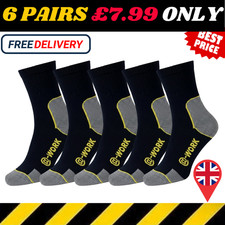 6 PAIRS Mens Work Socks Workwear Reinforced Cushion Sole Boot Socks Size 6-11 UK