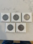 Liberty Walking Half Dollar Lot of 5 Silver Coins 1942-1944 S D Circulated