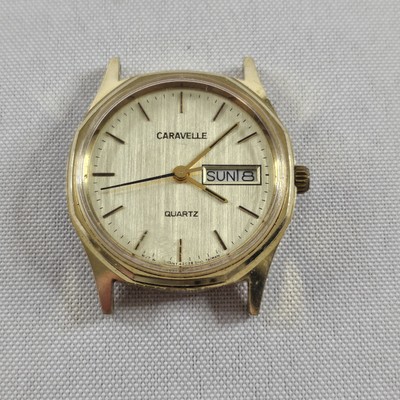 Vintage Caravelle Bulova Co Quartz P4 Watch W Germany Gold Tone