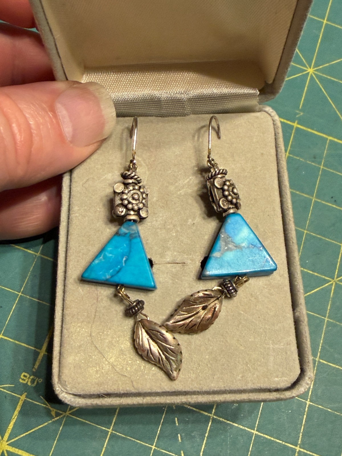 Silver Turquoise Native American Dangle  Earrings - image 4
