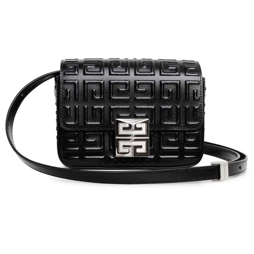 GIVENCHY BB50HDB144 4G Embossed Crossbody Small Box leather, Black Shoulder Bag